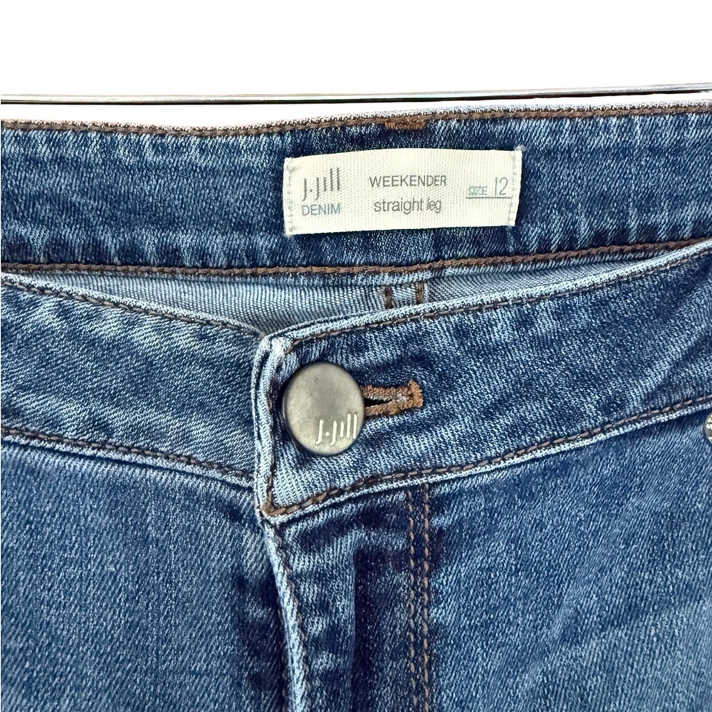 J. Jill Blue Straight Leg Jeans Floral Embroidery - Picture 4 of 7